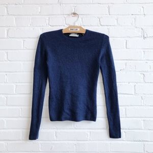 VINCE blue stretch long sleeve sweater 100% cashmere